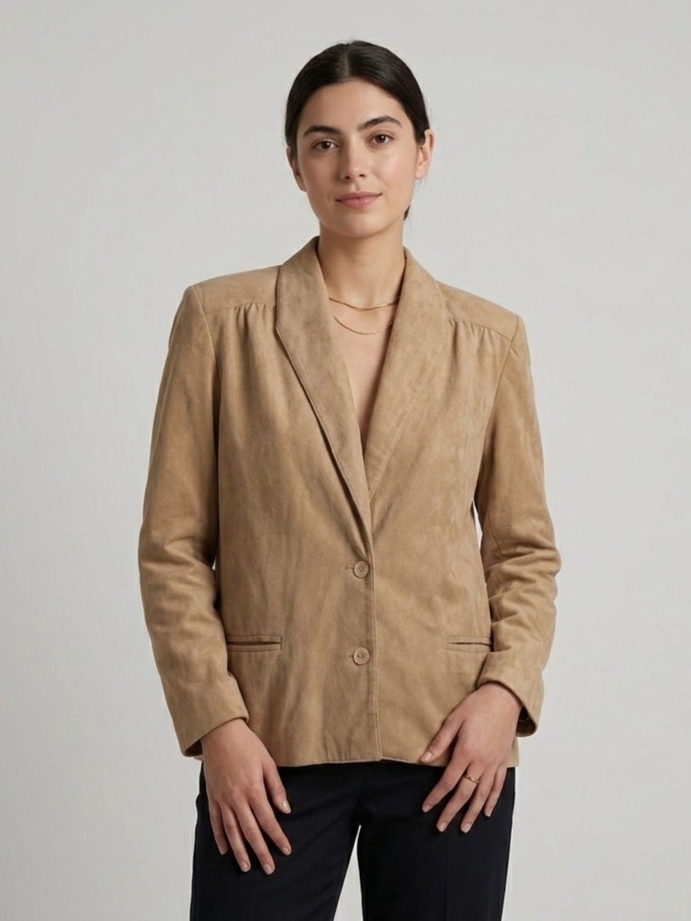 Vintage Holt Renfrew Ultrasuede Blazer Jacket Tan M Beige Earthy Old Money